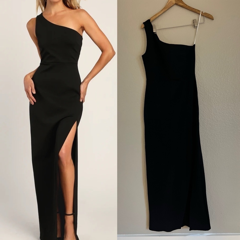 Good Times Only Black One-Shoulder Maxi Dress NWOT